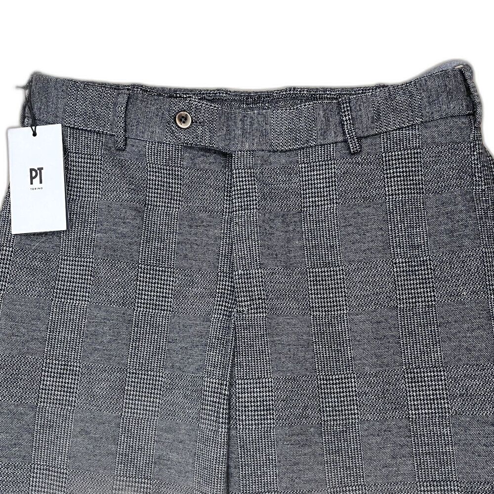 $475 RETAIL PT Torino NWT Slim Fit Casual Pants Sz 50 32 US Gray Plaid Stretch